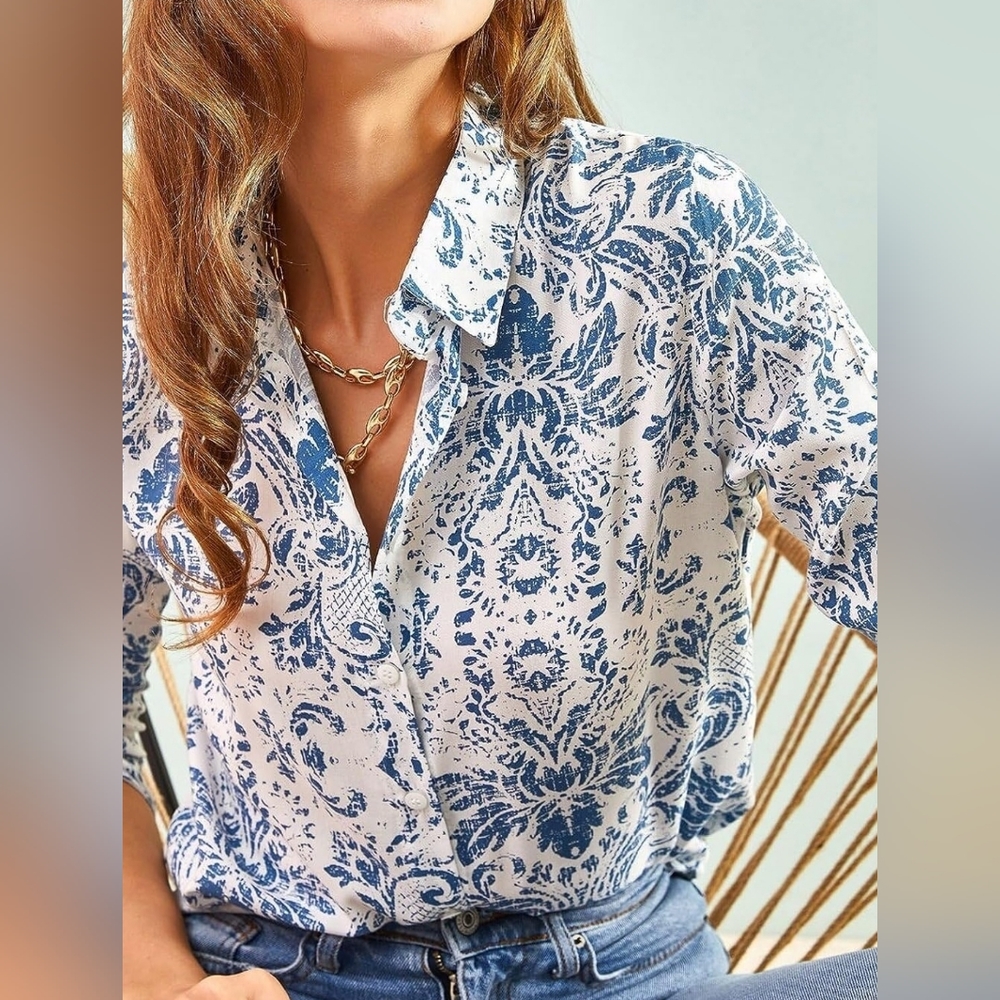 Long Sleeve Button Down Shirt - Dressy Casual Top